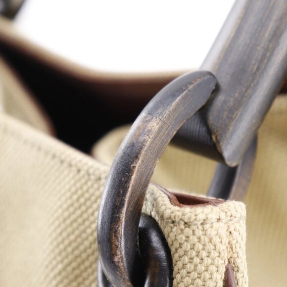 GUCCI Wood handle Handbag 106493 beige canvas Women - Picture 7 of 13